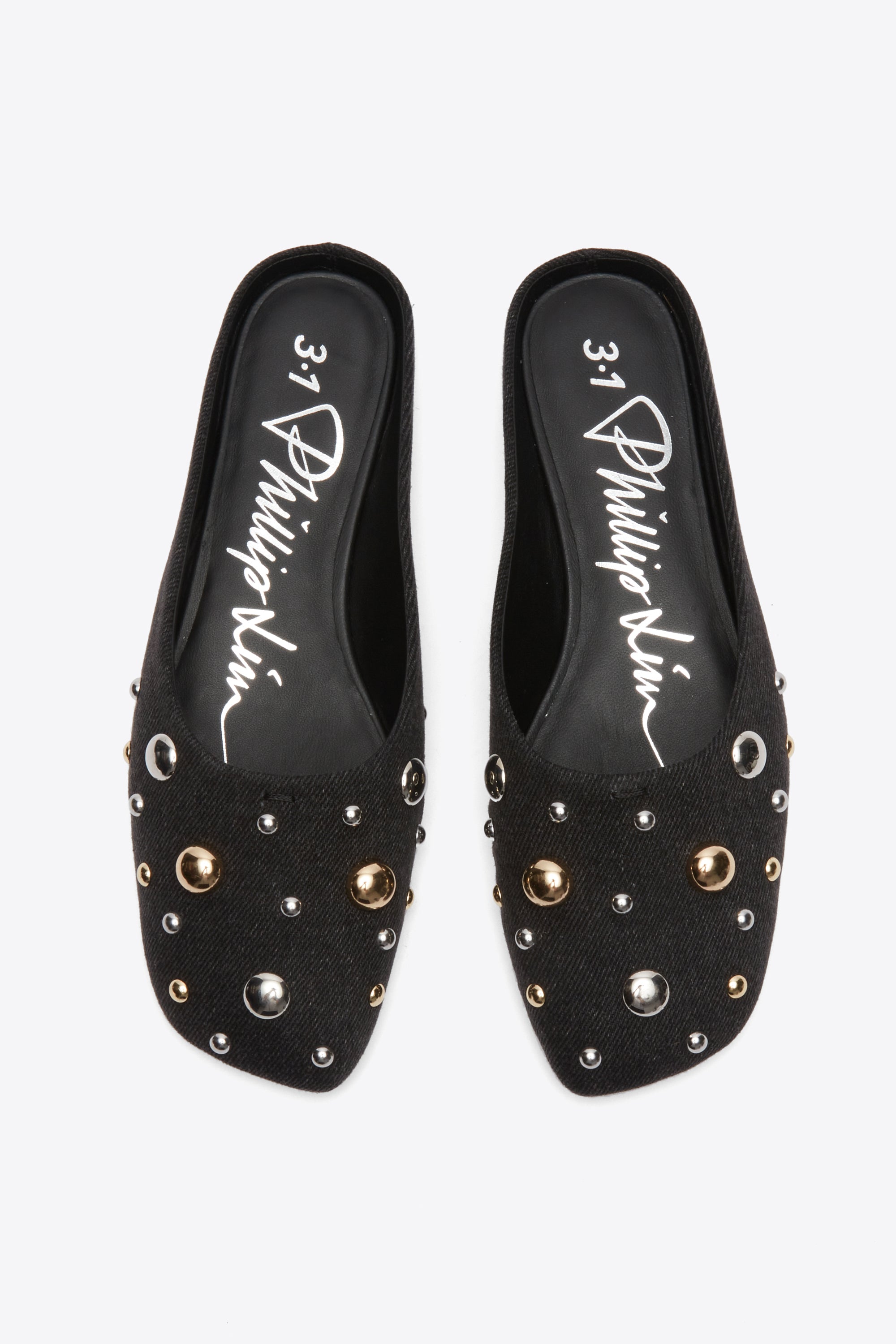 Black ID Mule Flat with Dome Embellishment | 3.1 Phillip Lim