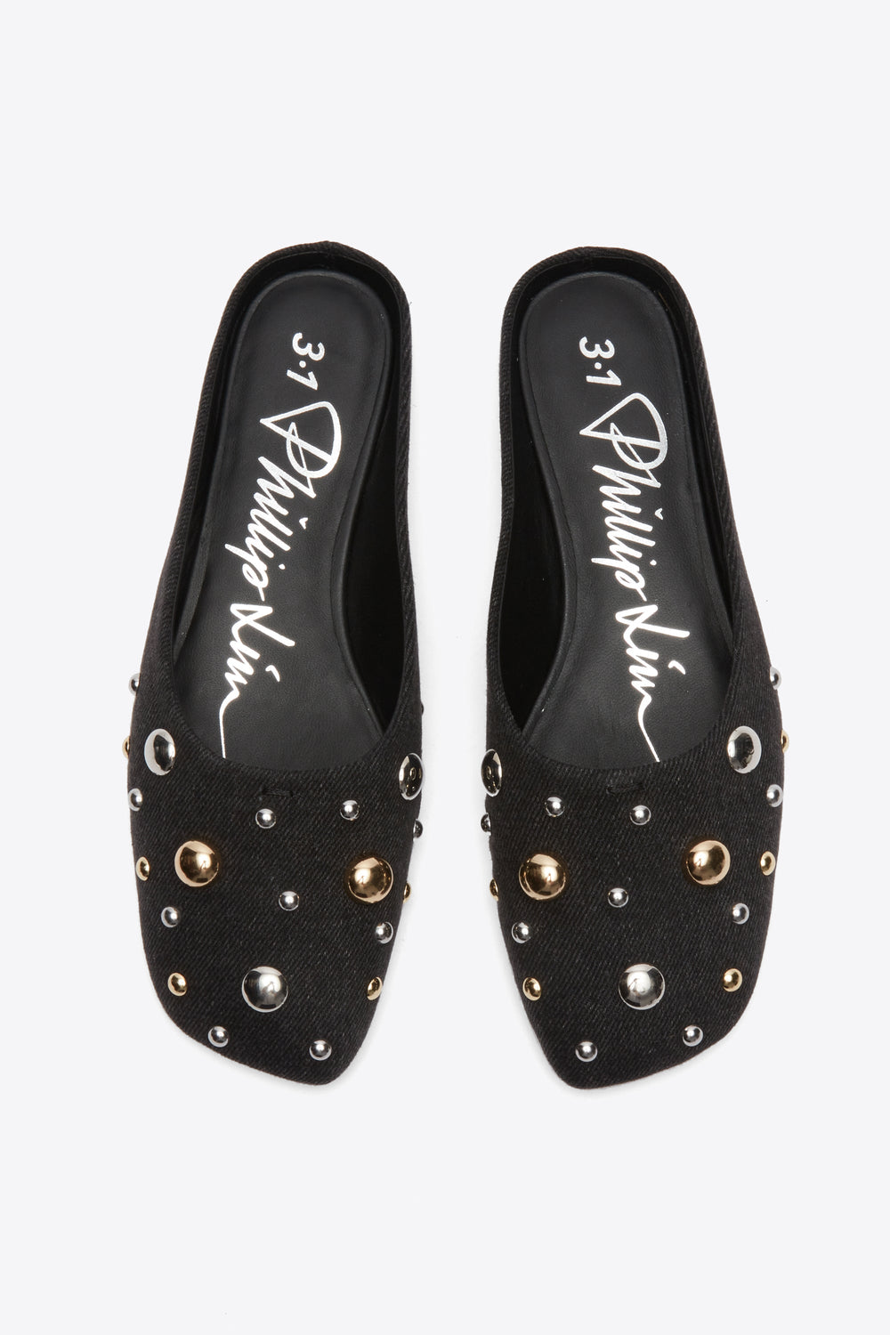 Black ID Mule Flat with Dome Embellishment | 3.1 Phillip Lim